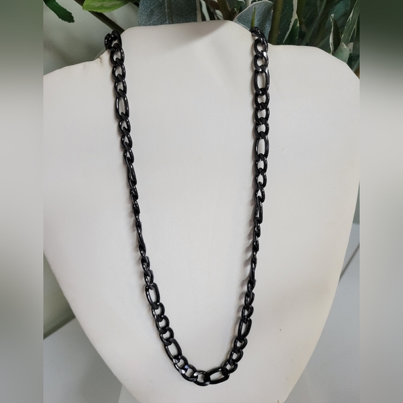 Black Plated Stainless Steel necklace 22" NWT - Picture 2 of 6